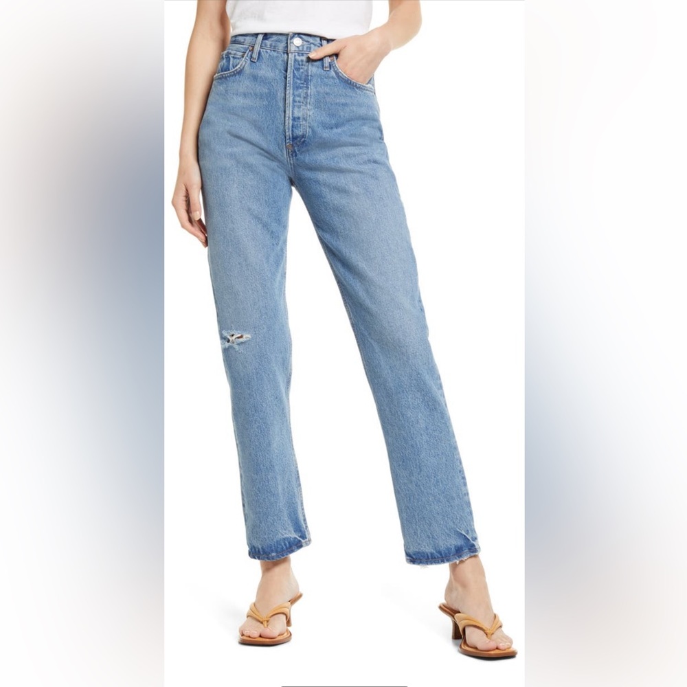 Agolde 90’s Pinch Waist Ripped Straight Leg Organic Cotton Jean